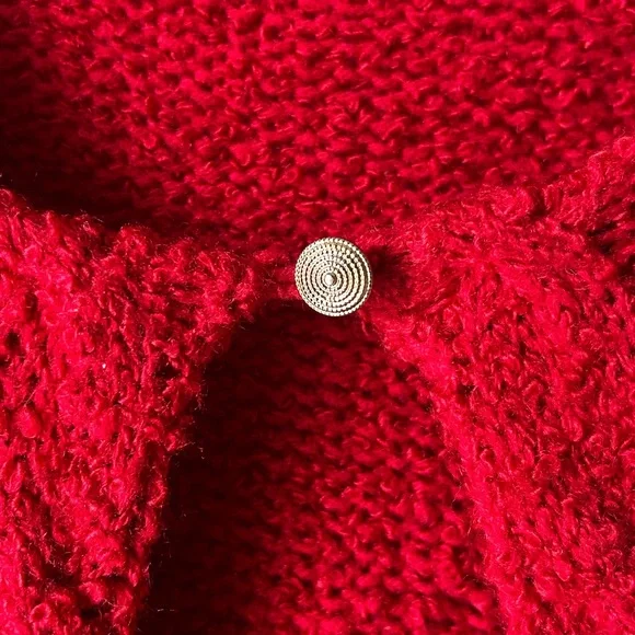YarnWorks Red Knitted Oversized Cardigan - Picture 5 of 6